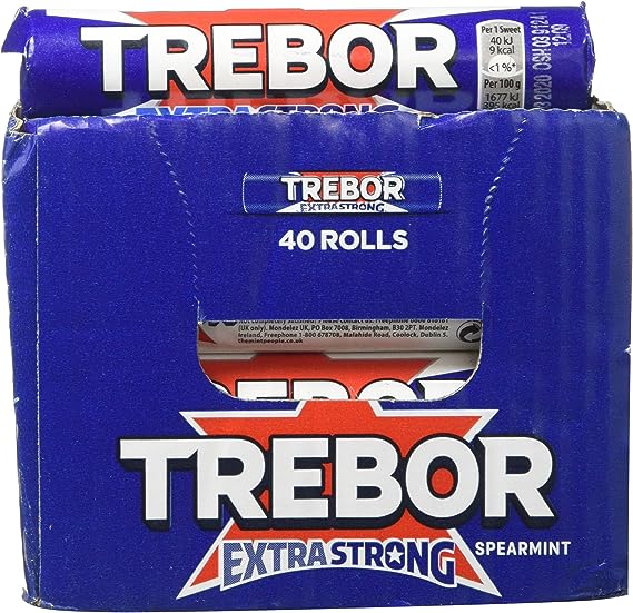 TREBOR Extra Strong Spearmint 41.3g x Case of 40