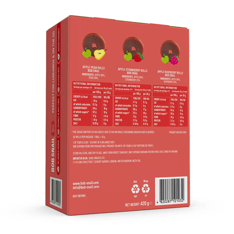 Bob Snail Fruit Rolls mix Pack of 420g