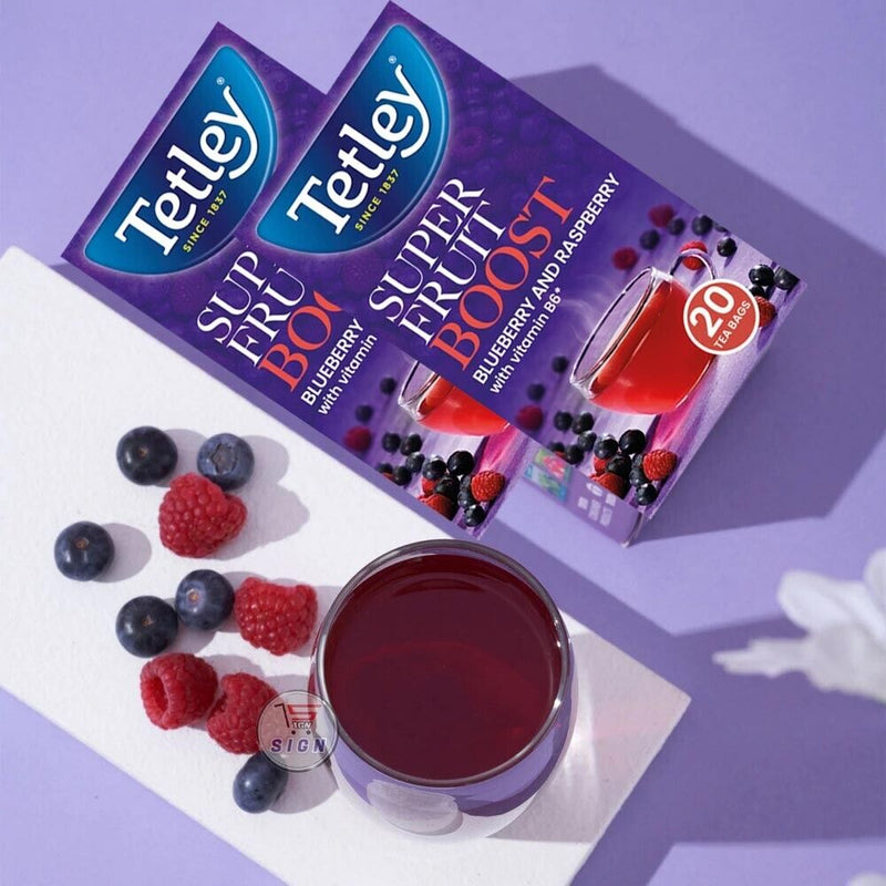 Tetley Blueberry & Rasberry Flavour Tea Pack of 4x20s