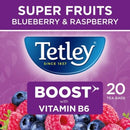Tetley Blueberry & Rasberry Flavour Tea Pack of 4x20s