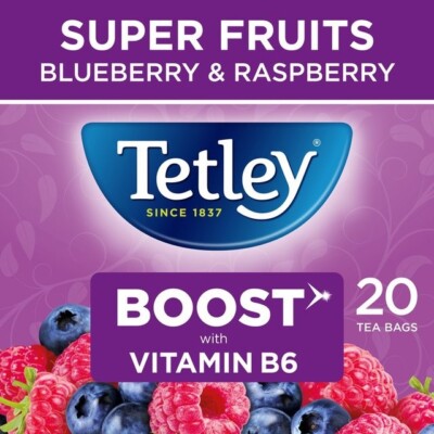 Tetley Blueberry & Rasberry Flavour Tea Pack of 4x20s