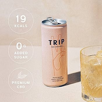 TRIP CBD Infused Peach Ginger Sparkling Water Pack of 12x250ml