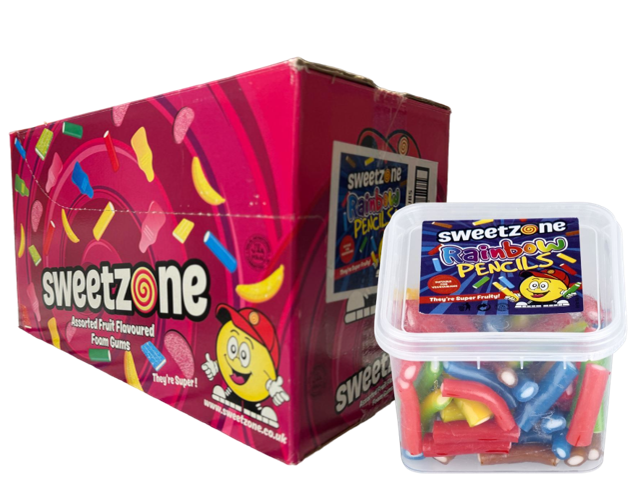 Sweetzone Rainbow Pencils, Candy Sticks mini tubs, pack of 170g