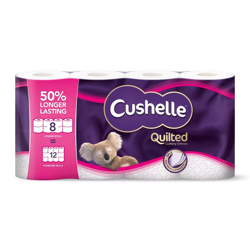 Cushelle Quilted 3-Ply Longer Rolls Toilet Tissue, 4 x 8 Pack (236 Sheets)