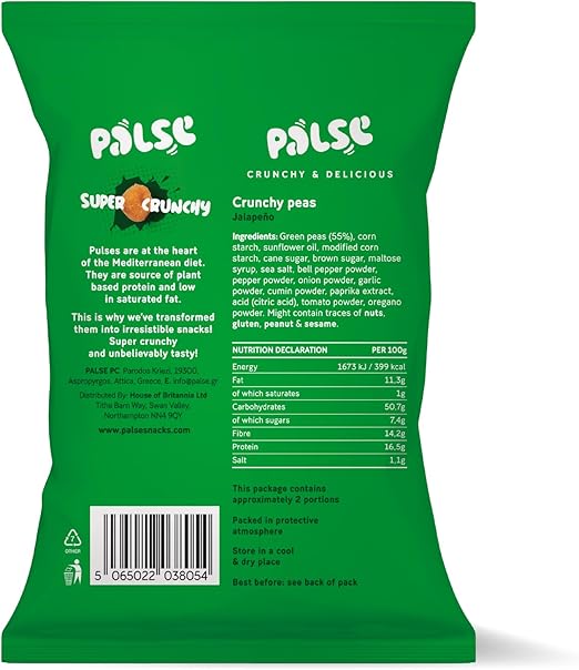 Palse Crunchy Jalapeno Flavour Peas Pack of 12x50g