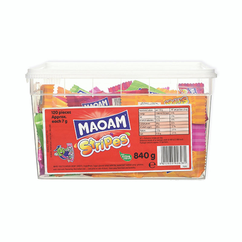 MAOAM Stripes fruit flavour chew party sweet (bag & tub)