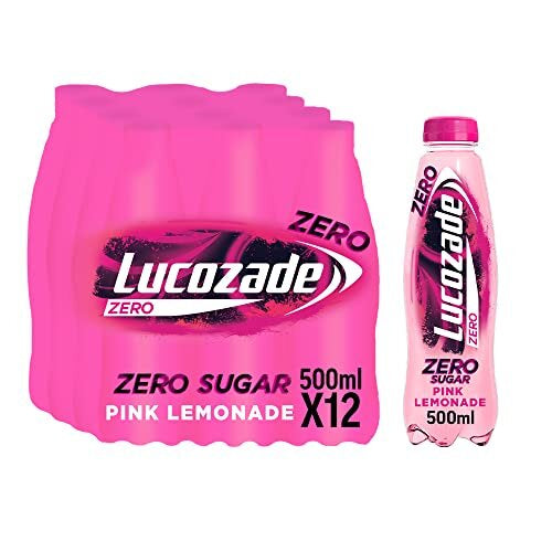 Lucozade Energy Drink Pink Lemonade Zero sugar Pack of 500ml bottles