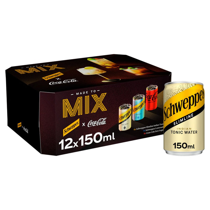Schweppes and Coca Cola Mix Sparkling and Tonic Water Pack of 12x150ml