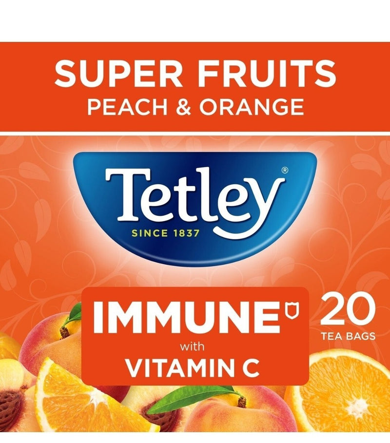 Tetley Peach & Orange Flavour Tea Pack of 4x20s