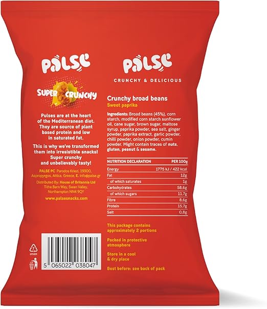 Palse Crunchy Sweet Paprika Flavour Peas Pack of 12x50g