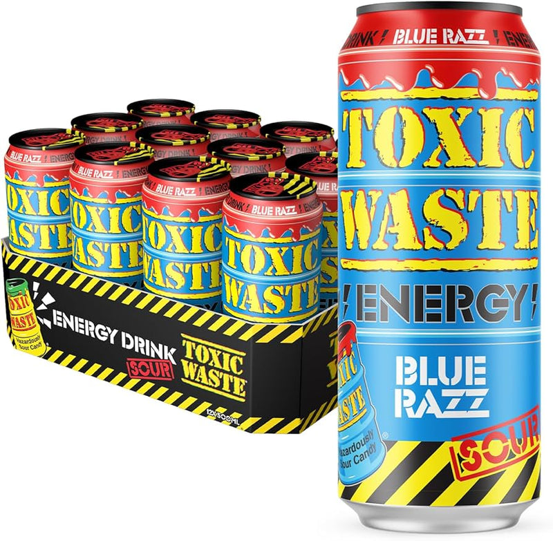 Toxic Waste Blue Razz Flavour Energy Drink Pack of 12x500ml