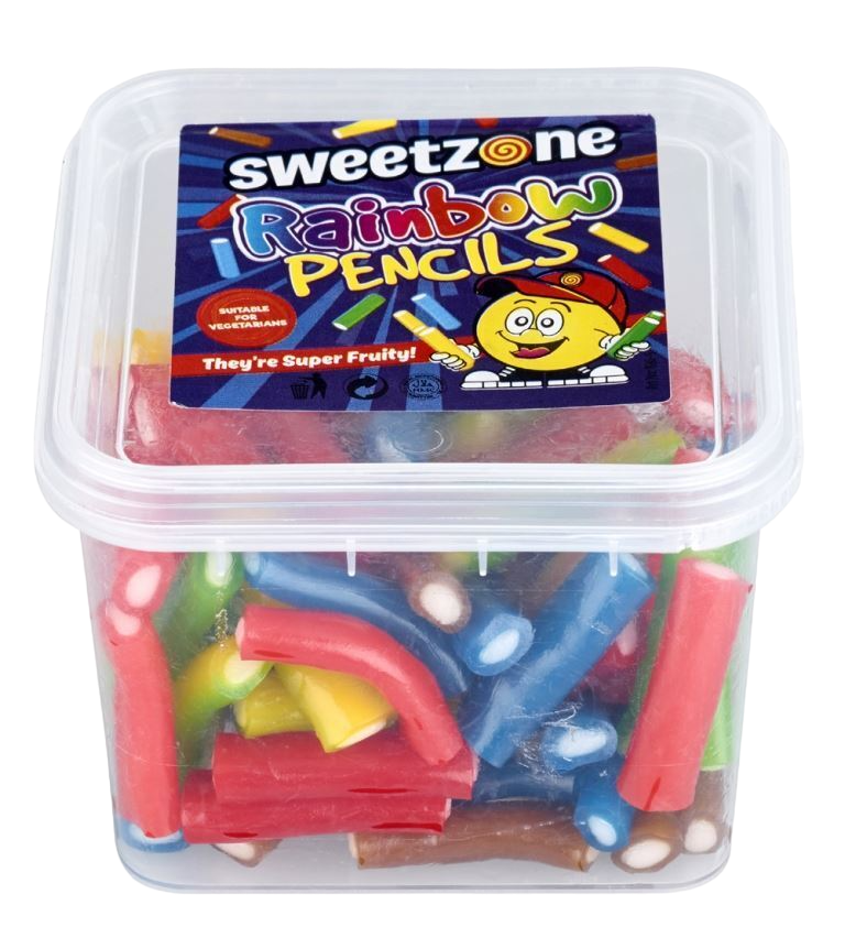 Sweetzone Rainbow Pencils, Candy Sticks mini tubs, pack of 170g
