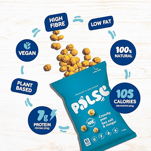 Palse Crunchy Sea Salt & vineger Flavour Peas Pack of 12x50g