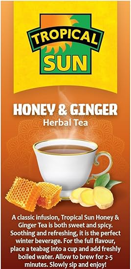 Tropical Sun Honey & Ginger Flavour Tea Pack of 6x30g