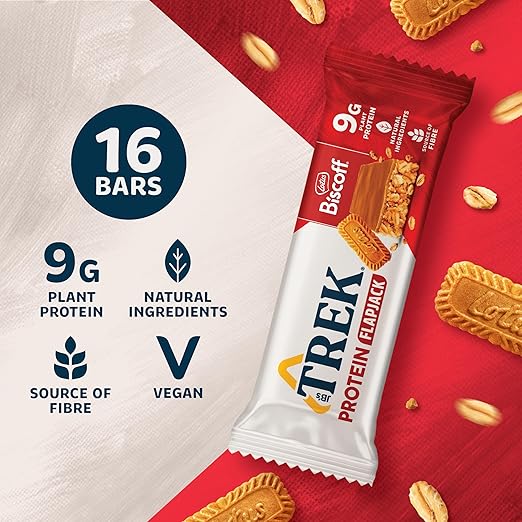 Trek Biscoff Flapjack Vegan Protien Snack Pack of 16x50g