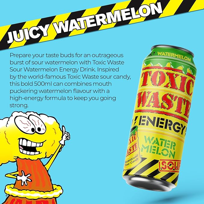 Toxic Waste Watermelon Flavour Energy Drink Pack of 12x500ml