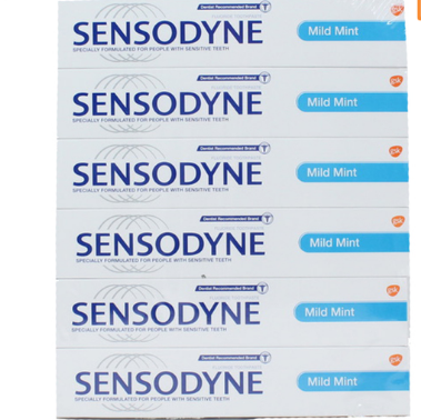 Sensodyne Mild Mint Toothpaste, 6 x 75ml
