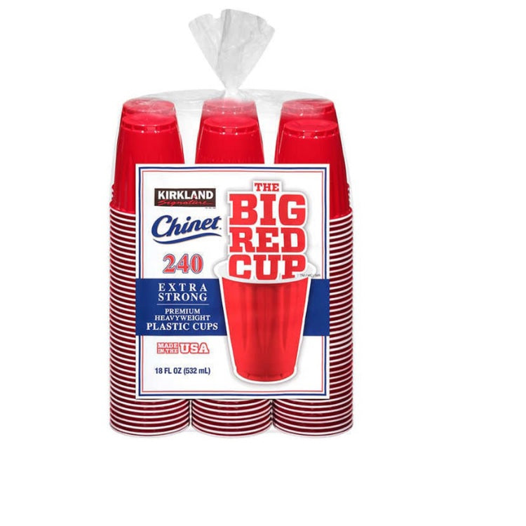 Kirkland Signature Chinet 18 oz Red Plastic Cup, 240 Count