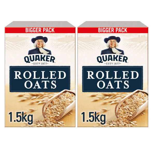 Quaker 100% Wholegrain No Added Sugar good nutrition Rolled Oats, 2 x 1.5kg - Papaval