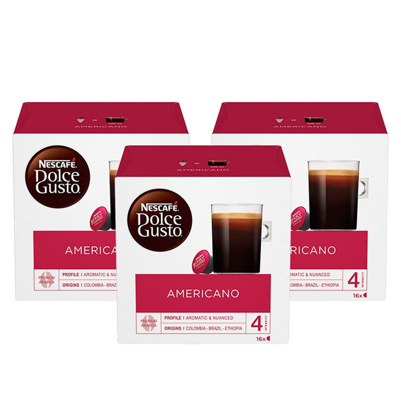 NESCAFÉ Dolce Gusto Americano Coffee Pods, 16 Capsules (48 Servings, Pack of 3, Total 48 Capsules) - Papaval