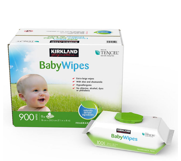 Kirkland Signature Tencel Baby Wipe Unscented Ultra Soft Extra Large 9X100 Wipes - Papaval