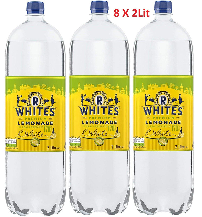R Premium Whites Lemonade Made With Real Lemon Soft Drink 8 x 2L - Papaval