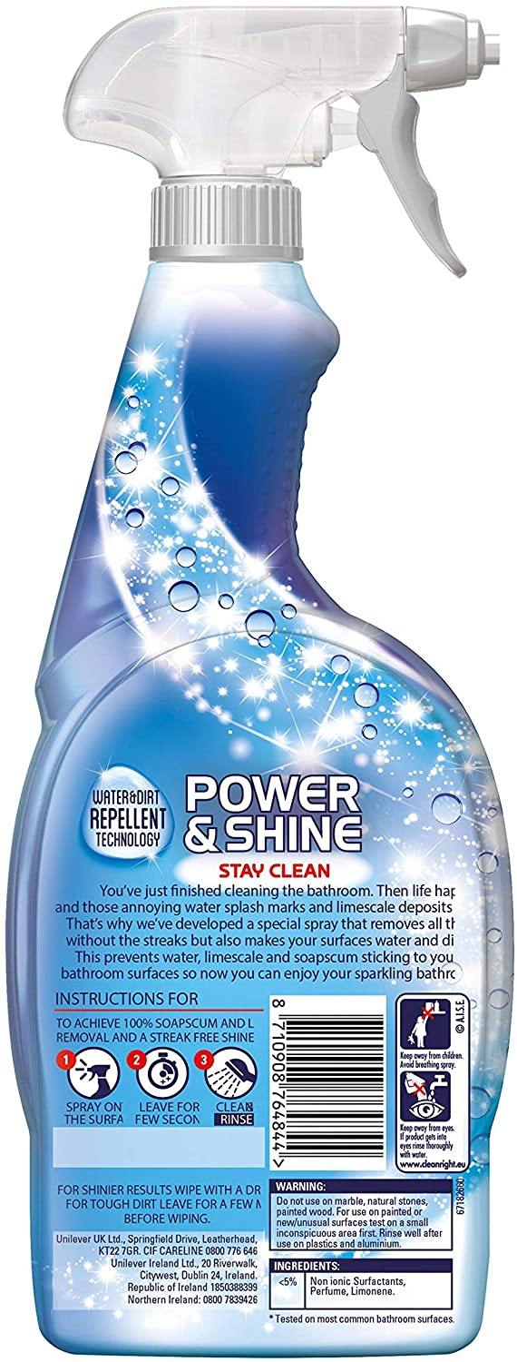 CIF Power and Shine Bathroom Spray Streak Free Shine Multiple pack each 700ml - Papaval