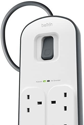 Belkin 8 Way 2 m Surge Protection Extension Lead Strip with 2 x 2.4 A Shared USB Charging Plug - Papaval