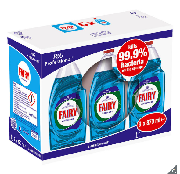 Fairy Anti-Bacterial Washing Up Liquid with Eucalyptus, 6 x 870ml - Papaval