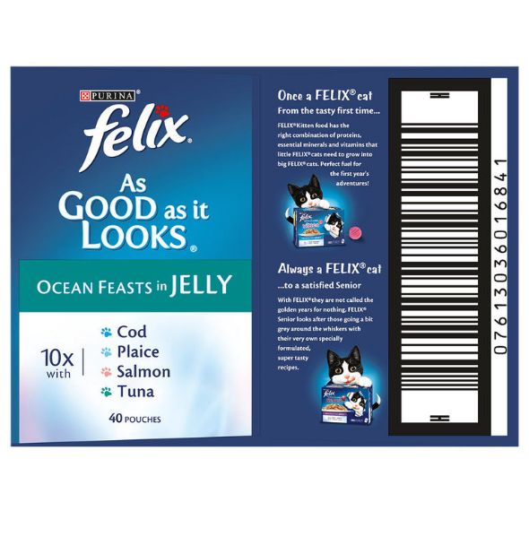 Felix As Good As It Looks Adult Wet Cat Food Ocean Feasts in Jelly 40 X 100G - Papaval