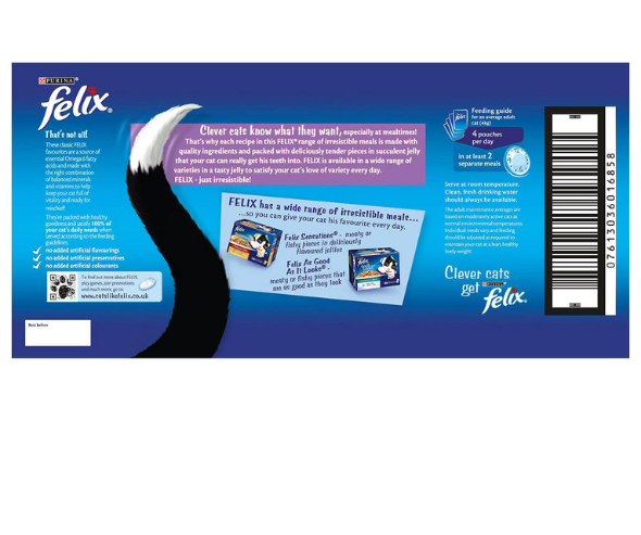 Felix Pouch Mixed Pack Cat Food Omega 6 fatty acids minerals & vitamin 40 x 100g - Papaval