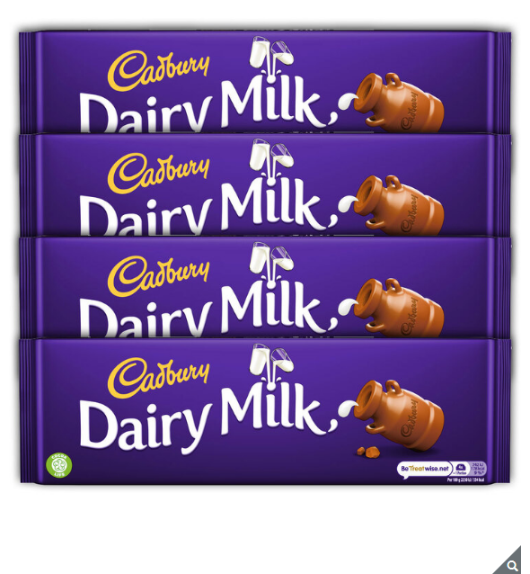 Cadbury Dairy Milk Original Chocolate Big Bars 4 Pack of 300g - Papaval
