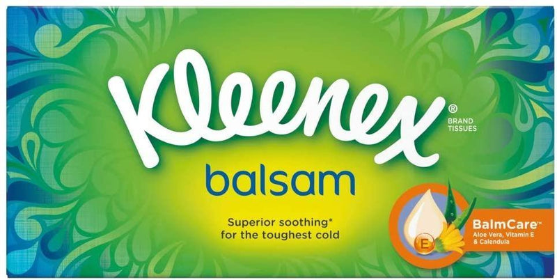 Kleenex Balsam Facial Tissues, 6 x 64 Sheets Protective Balm for Cold and Flu Symptoms - Papaval