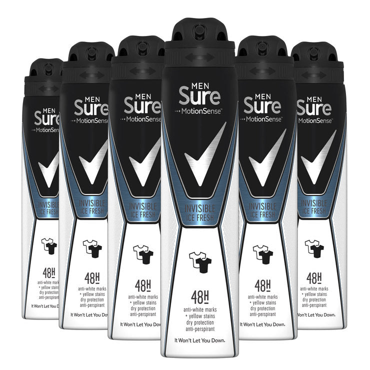 Sure Men Non-Compressed Antiperspirant, 6 x 200ml