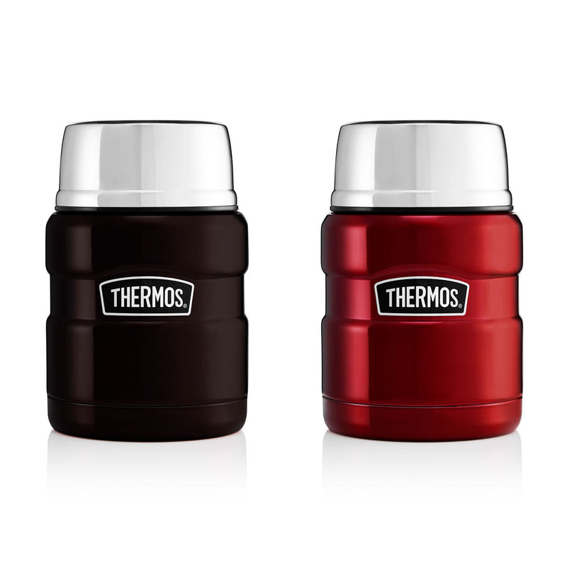 Thermos Stainless Steel Vacuum Insulated Food Flask, 2 pack in Black/Red