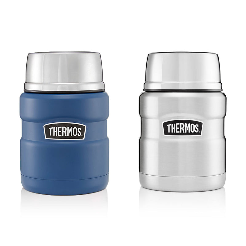 Thermos Stainless Steel Vacuum Insulated Food Flask, 2 pack in Blue/Brushed Steel