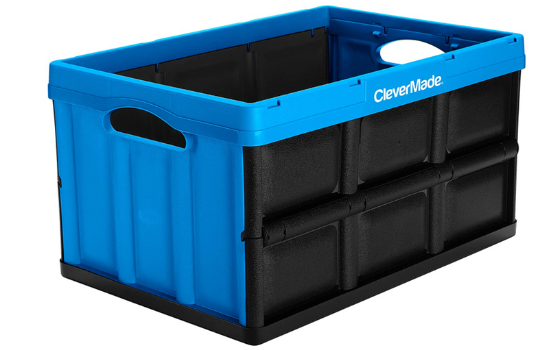 CleverMade 46L Collapsible Storage Box Durable Folding Plastic Stackable Crates