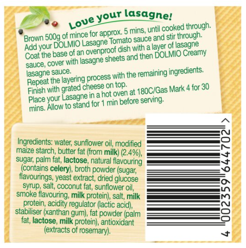 Dolmio Creamy Lasagne Pack of 4x470g