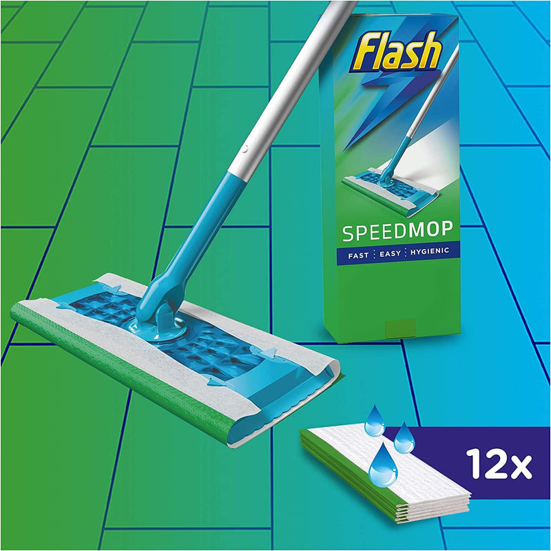 Flash Speedmop Starter Kit - 1 Speed mop + 12 Mopping Cloths Refills - Papaval