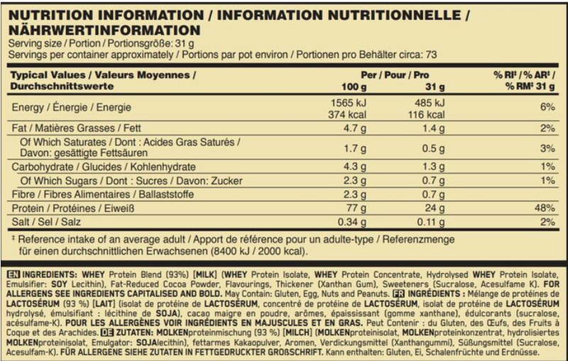 Optimum Nutrition Gold Standard Chocolate 100% Whey, Pack of 1.67kg