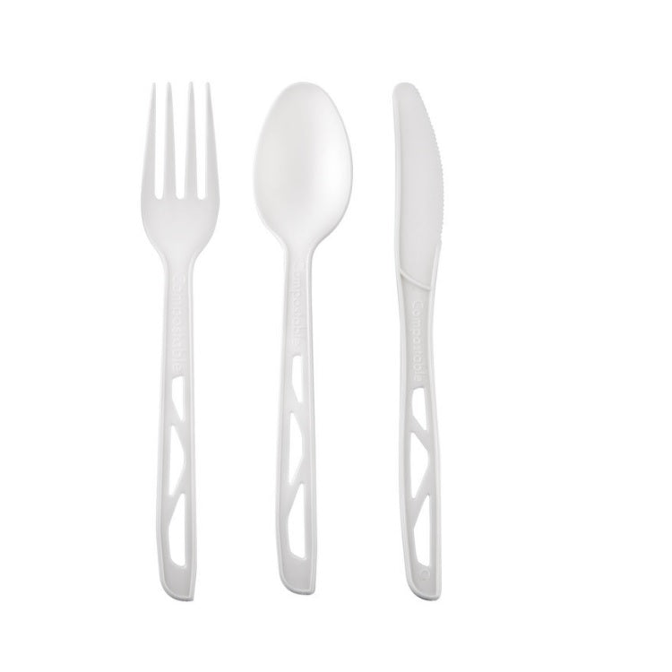 iECO Compostable Cutlery, Pack of 250 - 100 spoons x Fork 100 x 50 Knives