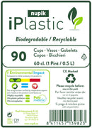 Nupik iPlastic Biodegradable and Recyclable Pint Tumblers, Pack of 90