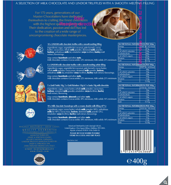 Lindt Festive Milk Chocolate Selection Bag 400g - Brand New - Papaval