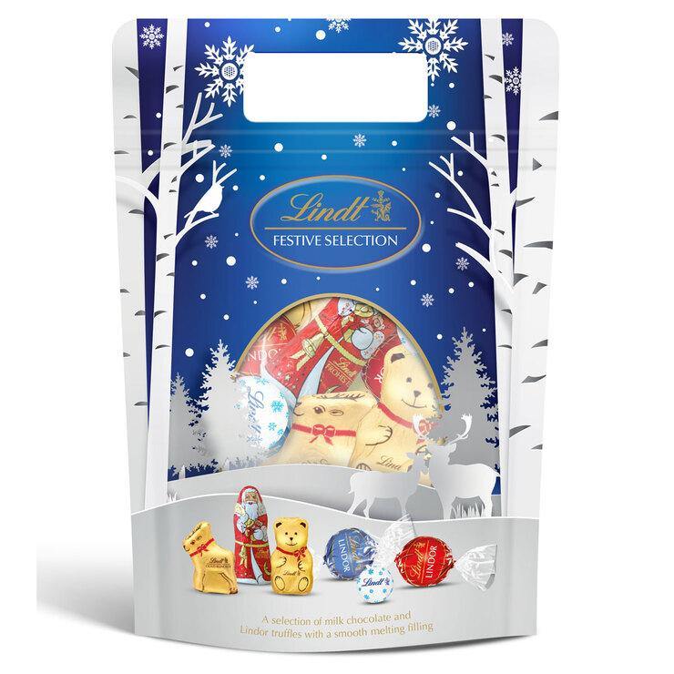 Lindt Festive Milk Chocolate Selection Bag 400g - Brand New - Papaval