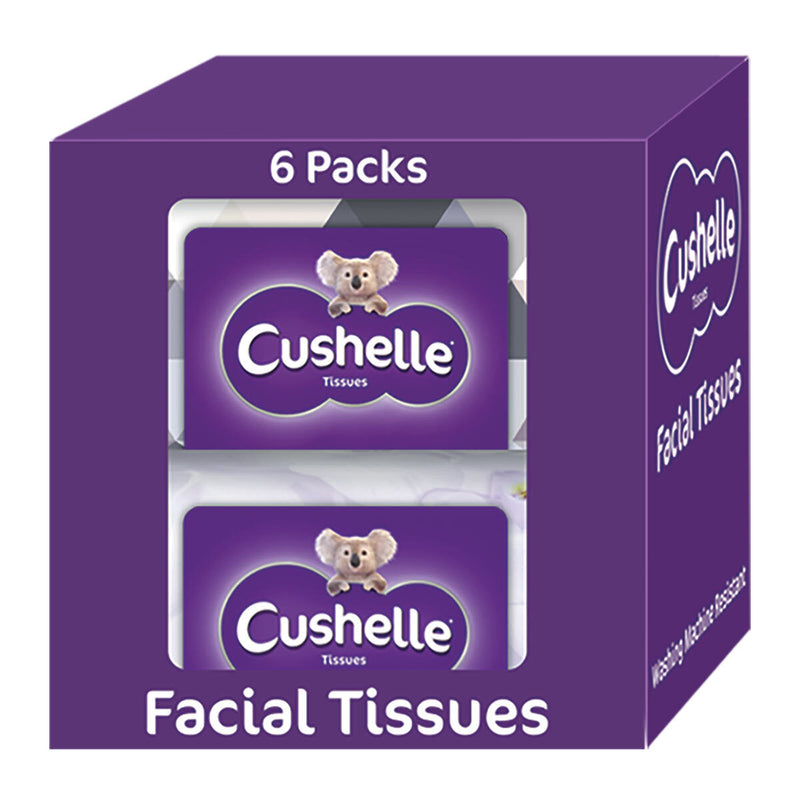 Cushelle 4-Ply Facial Tissues, 6 x 80 Sheets