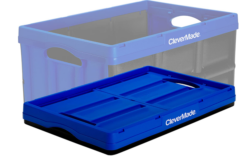 CleverMade 46L Collapsible Storage Box Durable Folding Plastic Stackable Crates