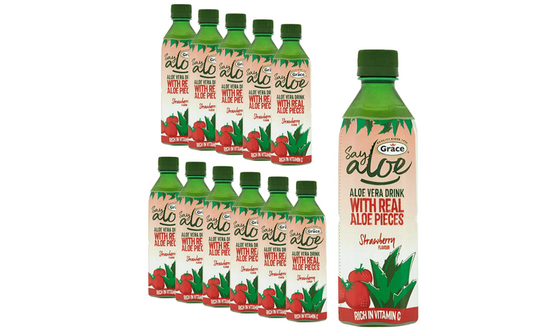 Grace Aloe Vera Drink Strawberry Flavour, 12 x 500ml