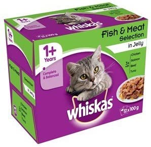 Whiskas 1+ - Pouch Mega Pack - Wet Cat Food for Adult Cats - Fish and Meaty Selection in Jelly - 40x 100g