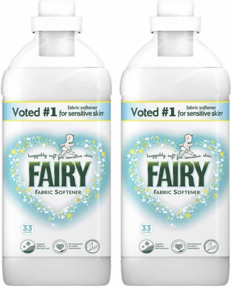 Fairy Fabric Softener, Fabric Conditioner for Sensitive Skin, Pack of Two, 2 x 33 Washes, 2 x 1155 ml