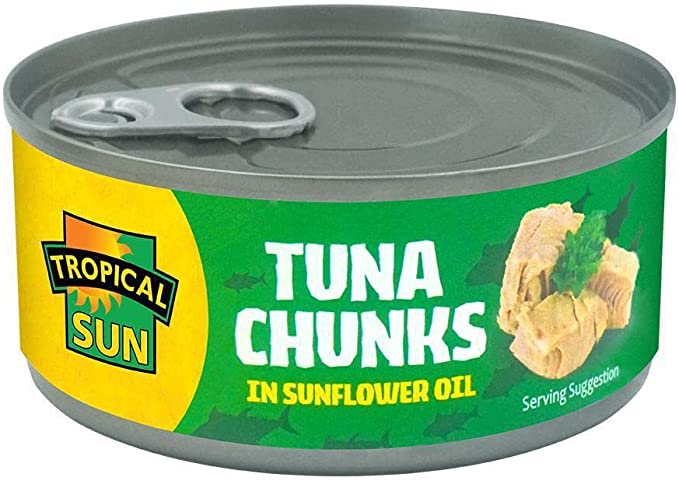 Tropical Sun Tuna Chunks in Sunflower Oil 160g Box of 6 Roll over image to zoom in Tropical Sun Tuna Chunks in Sunflower Oil 160g Box of 6